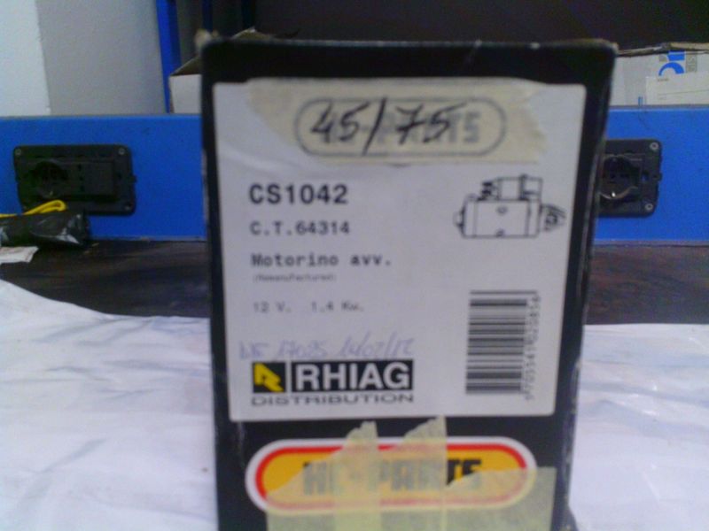 45-75 Motorino Avviamento Rhiag   CS1042   C.T.64314    ALFA ROMEO / FIAT / LANCIA  VARIE