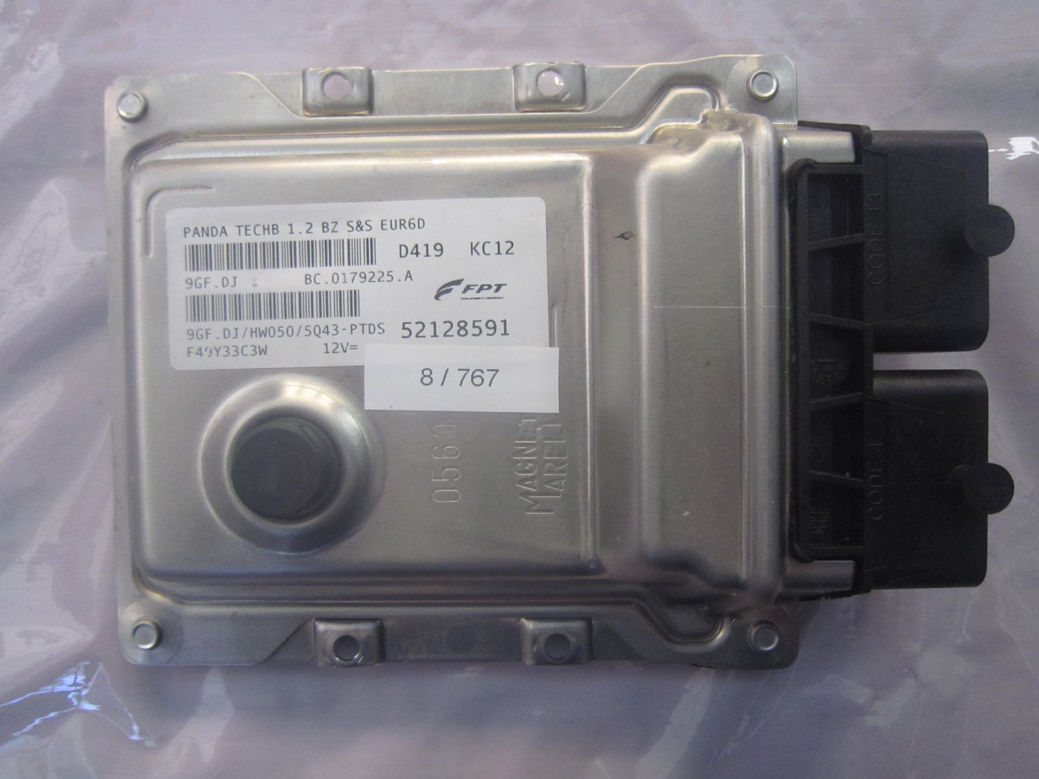 8-767 Centralina Motore Magneti Marelli 52128591   9GF.DJ BC.0179225.A PANDA TECHB 1.2 BZ S$S EUR6D HW050/5Q43_PTDS FIAT Benzina Panda