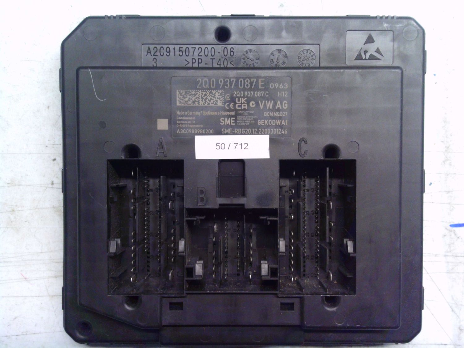 50-712 Body Computer Sme 2Q0 937 087 E 2Q0937087E 2Q0 937 087 C BCM MQB27   VOLKSWAGEN  VARIE