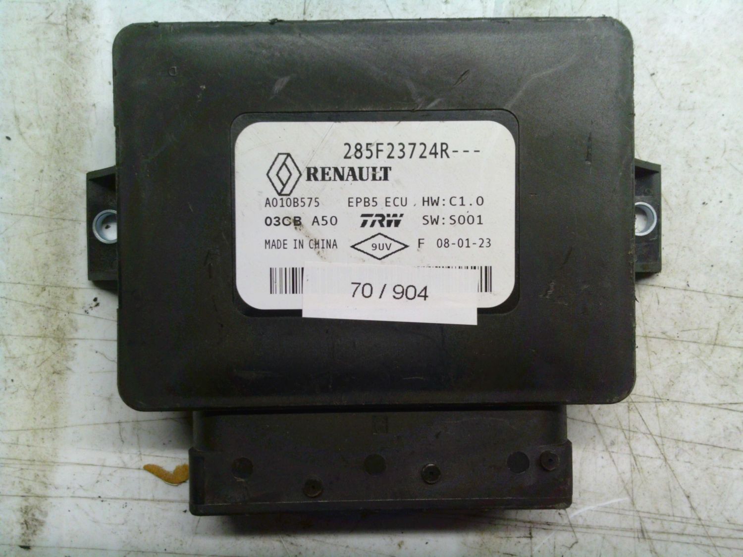 70-904 Modulo Controllo Freno a Mano Trw 285F23724R   A010B575 EPB5 ECU HW: C1.0 SW: S001 RENAULT  CLIO