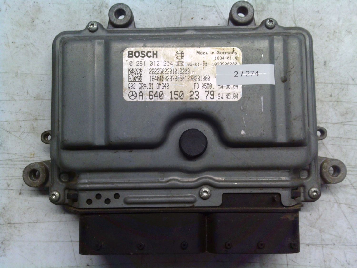 2-274 Centralina Motore Bosch 0 281 012 254 0281012254 A 640 150 23 79 1039S00000 CRA.31 HW36.04   SW45.04 MERCEDES Diesel Classe A