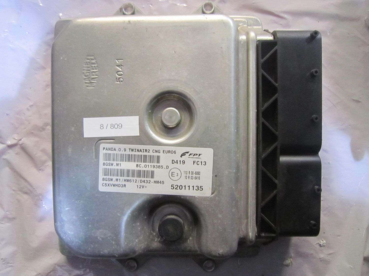 8-809 Centralina Motore Magneti Marelli 52011135   8GSW.M1 BC.0119385.D HW612/D432-HM45 PANDA 0,9 TWINAIR2 CNG EURO6 FIAT Benzina Panda