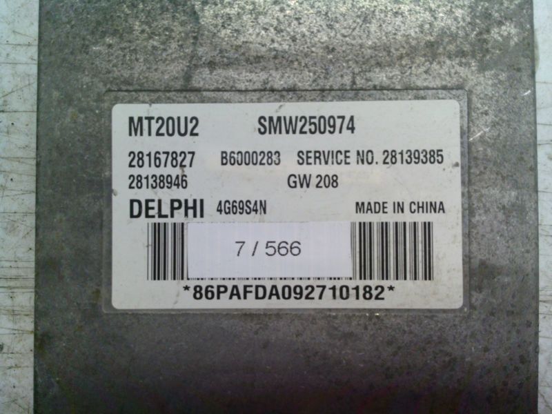 7-566 Centralina Motore Delphi SMW250974   MT20U2 28167827 28138946 28139385 GREAT WALL Benzina Hover