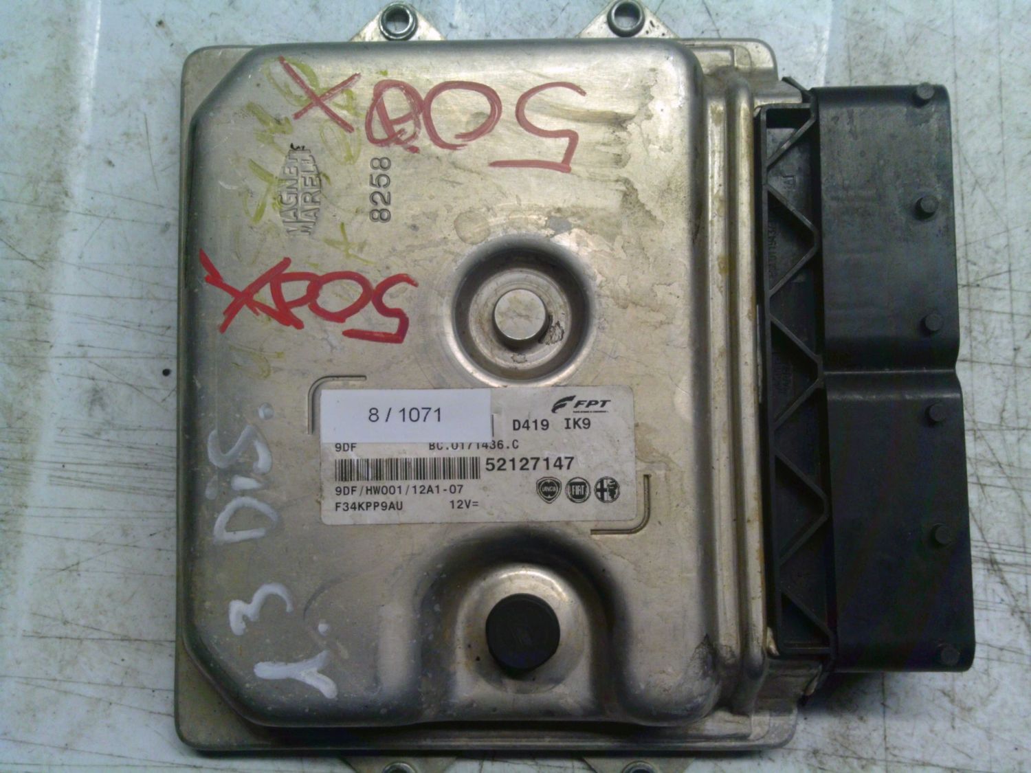 8-1071 Centralina Motore Magneti Marelli 52127147   9DF BC.0171436.C   HW001/12A1-07 FIAT Diesel 500 X'