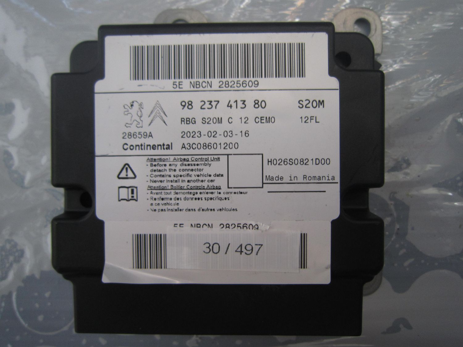 30-497 Centralina Airbag Continental 98 237 413 80 9823741380 A3C08601200 H026S0821D00   PEUGEOT  208