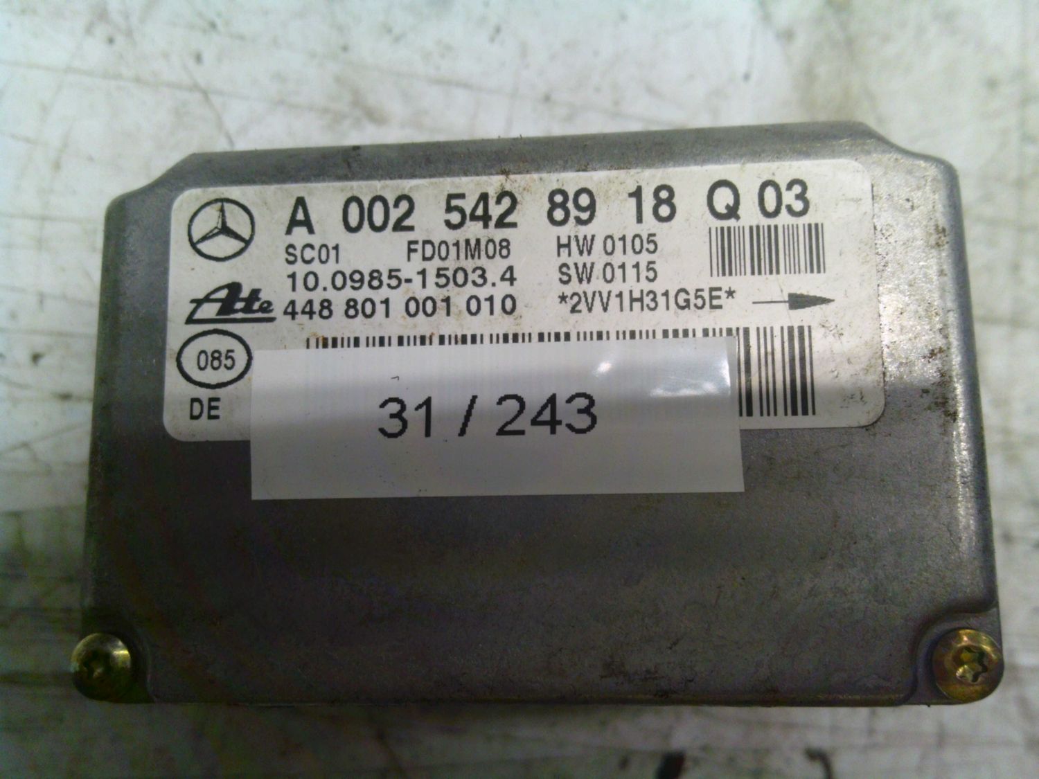 31-243 Sensore Antimbardata Ate Controller A 002 542 89 18 A0025428918 Q 03 10.0985-1503.4 448 801 001 010  MERCEDES  CLASSE C