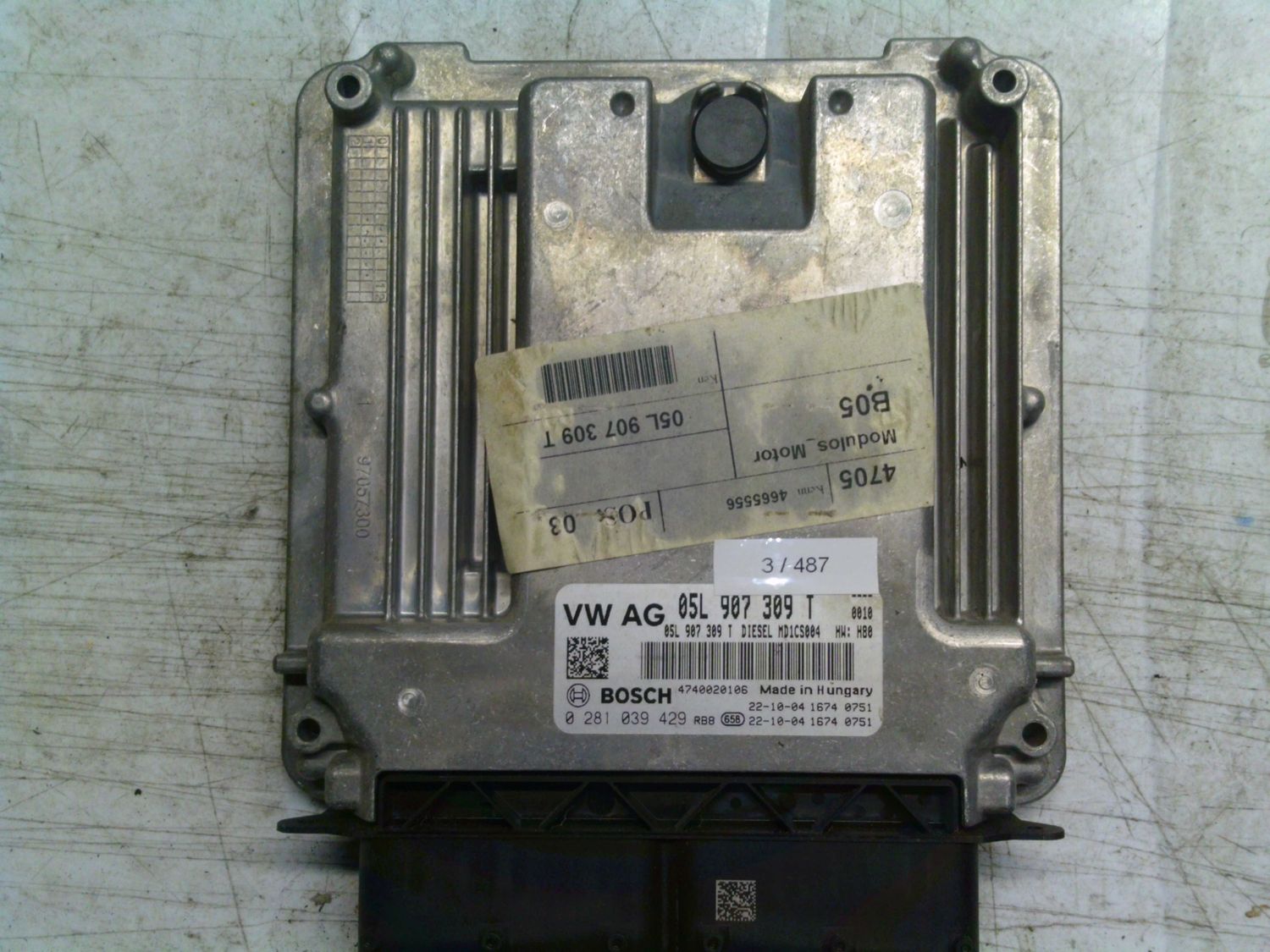 3-487 Centralina Motore Bosch 0 281 039 429 0281039429 05L 907 309 T 4740020106 MD1CS004  VOLKSWAGEN Diesel VARIE