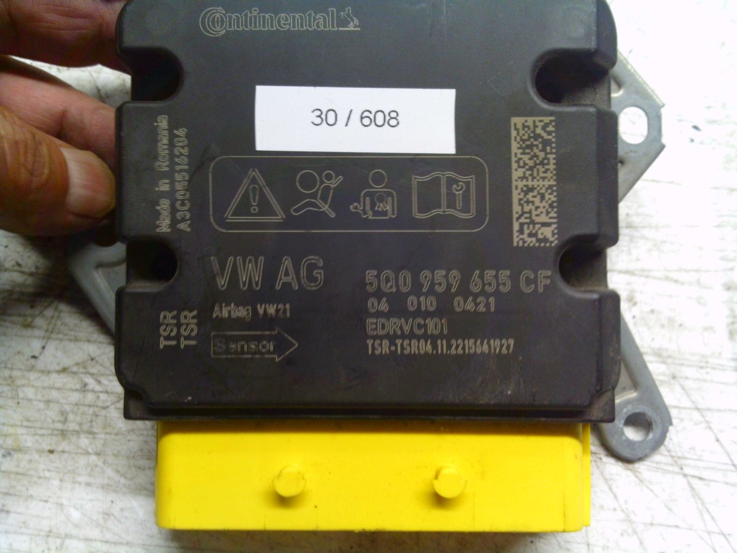 30-608 Centralina Airbag Continental 5Q0 959 655 CF 5Q0959655CF A3C05516204 VW21   VOLKSWAGEN  GOLF