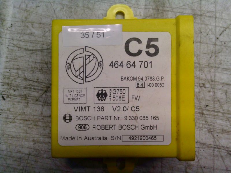 35-51 Centralina Immobilizer Bosch 9 330 065 165 9330065165 464 64 701 VIMT 138 V2.0/C5   LANCIA Benzina KAPPA