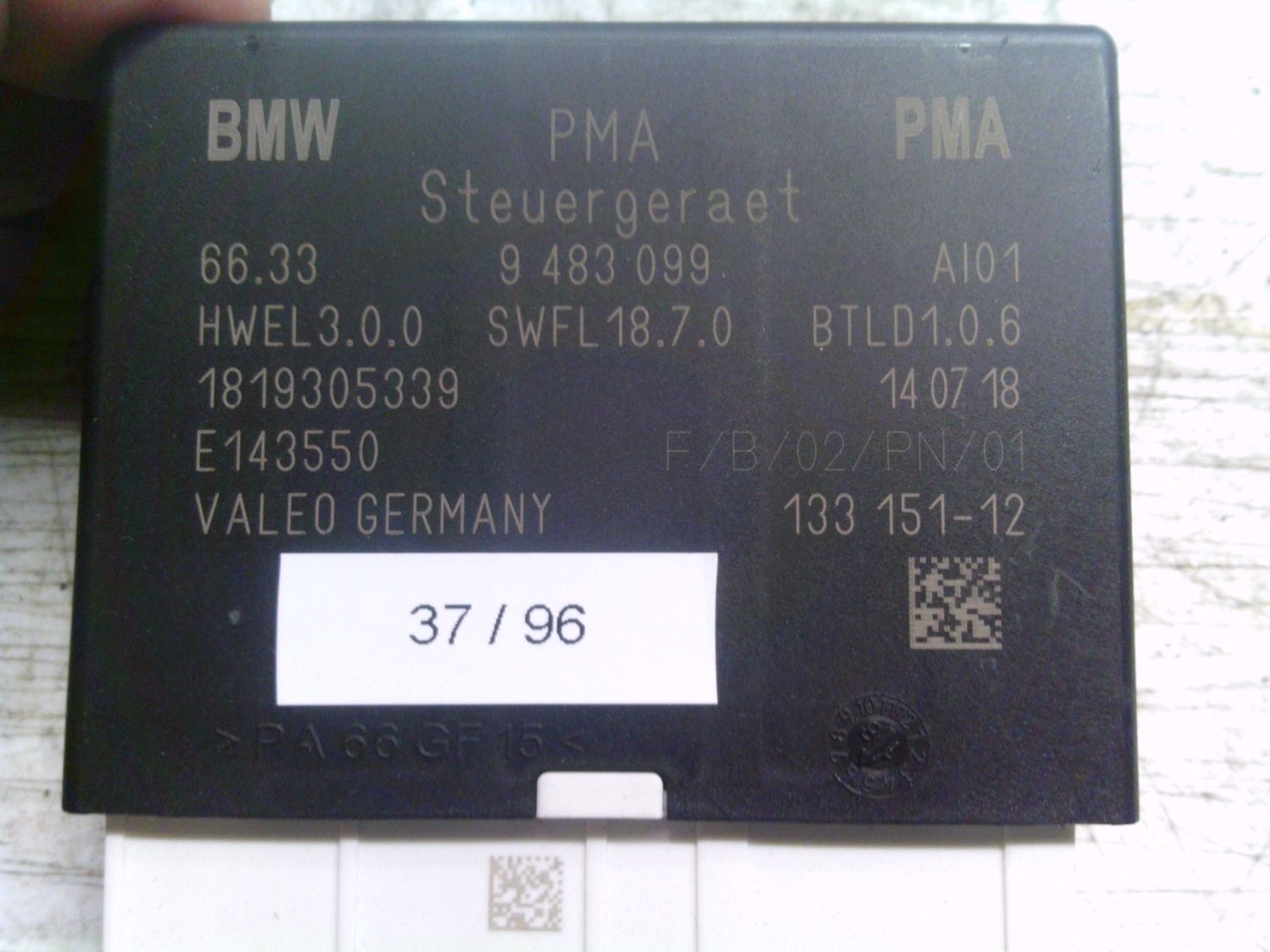 37-96 Centralina sensori parcheggio Valeo 9 483 099 9483099 E143550 133151-12 BTLD1.0.6  BMW  SERIE X