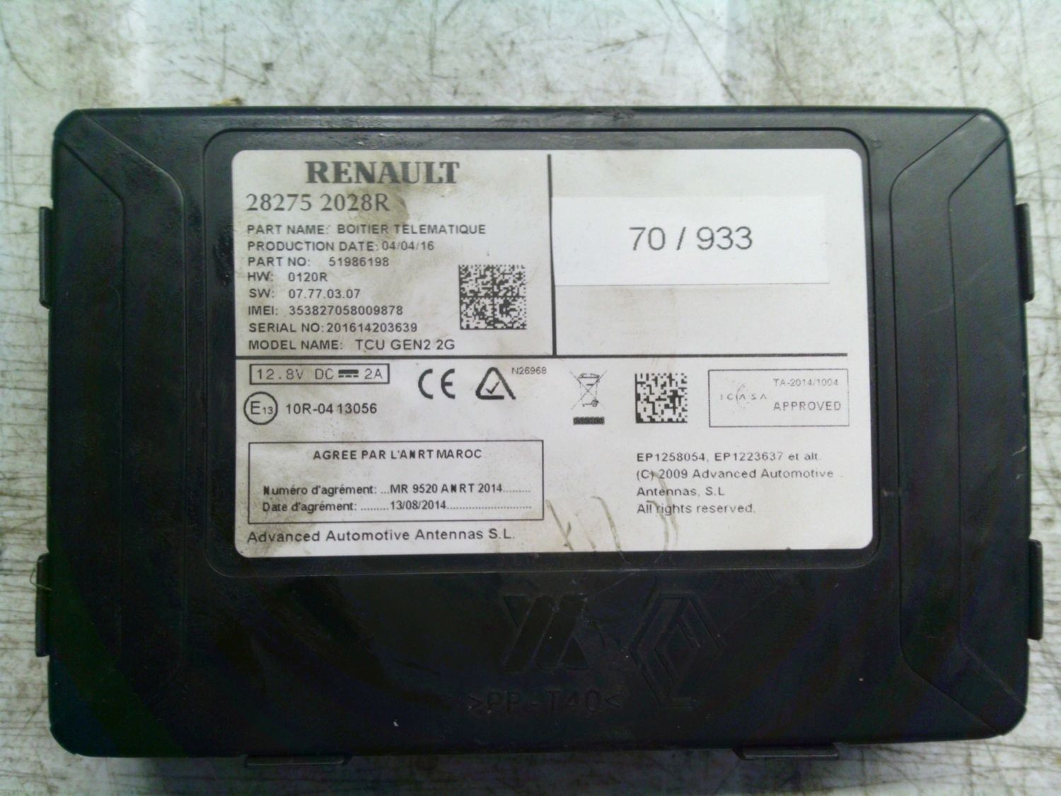 70-933 Modulo Antenna Renault 28275 2028R 282752028R     RENAULT  SCENIC