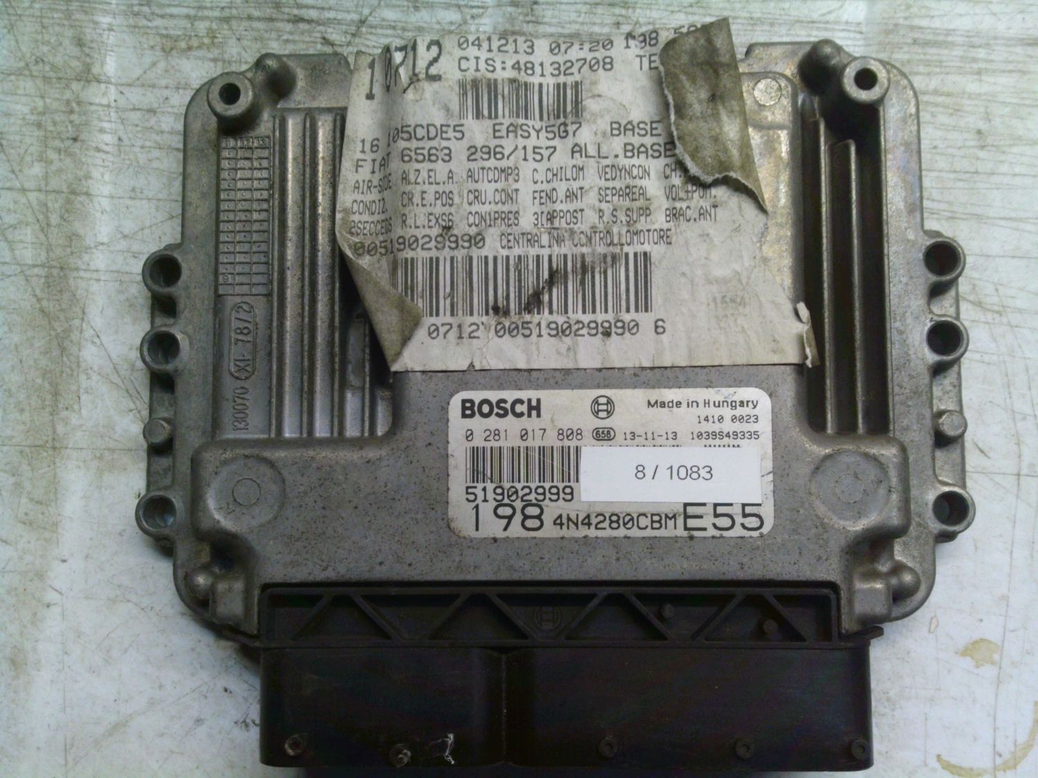 8-1083 Centralina Motore Bosch 0 281 017 808 0281017808 51902999 1039S49335 198 4N4280CBM E55  FIAT Diesel BRAVO_BRAVA