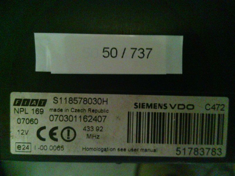 50-737 Body Computer Siemens S118578030H   51783783 NPL169   FIAT Benzina Panda