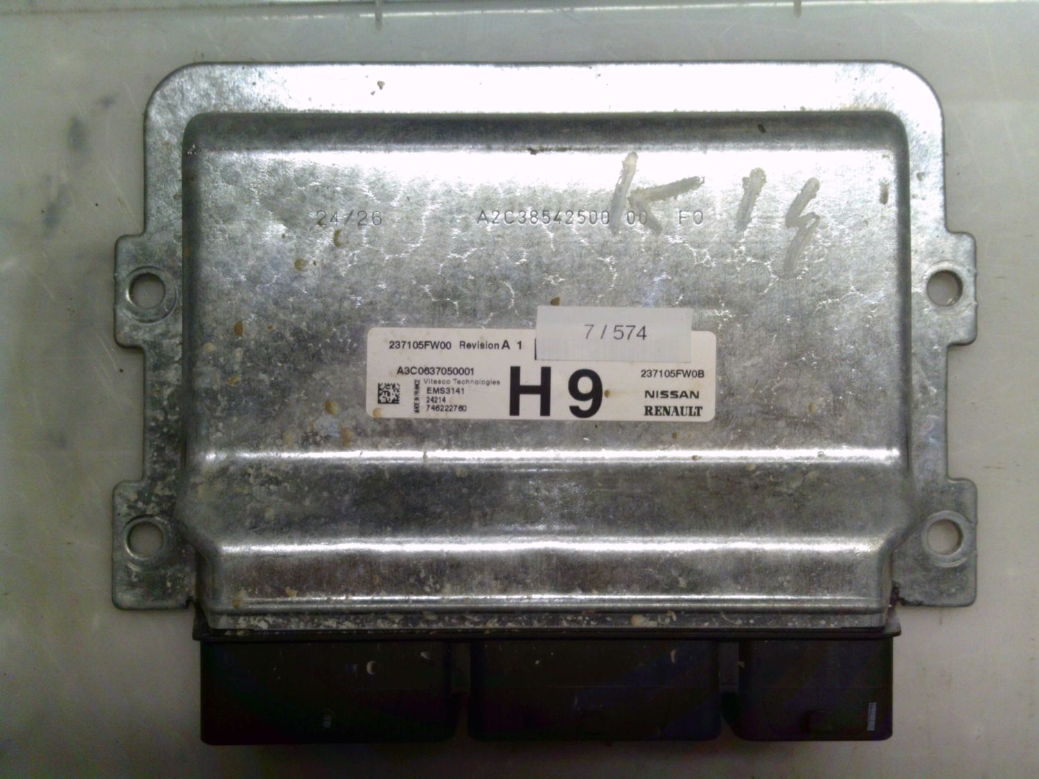 7-574 Centralina Motore Vitesco Techologies 237105FW00   237105FW0B A3C0637050001 EMS 3141 H9 NISSAN Benzina Micra