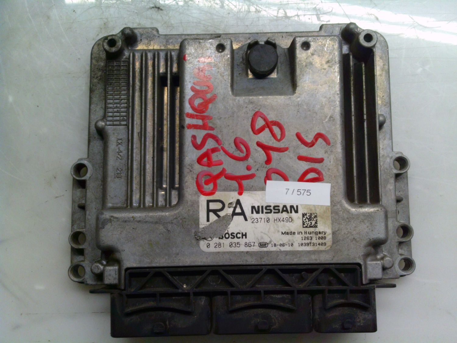 7-575 Centralina Motore Bosch 0 281 035 867 0281035867 23710 HX49D 1039T31409 NISSAN Diesel QASHQAI 7-575 Centralina Motore Bosch 0 281 035 867 0281035867 23710 HX49D 1039T31409 NISSAN Diesel QASHQAI