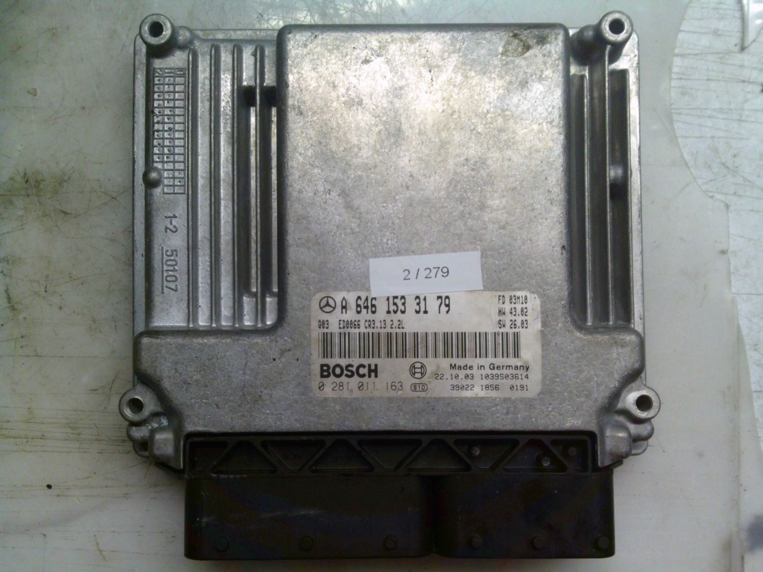 2-279 Centralina Motore Bosch 0 281 011 163 0281011163 A 646 153 31 79 1039S03614 CR3.13  MERCEDES Diesel CLASSE C