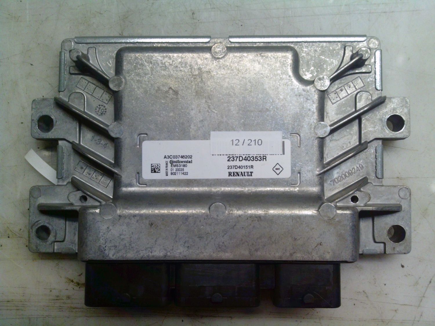 12-210 Centralina Motore Continental 237D40353R   A3C03746202 237D40151R EMS 3180  SMART Benzina 453