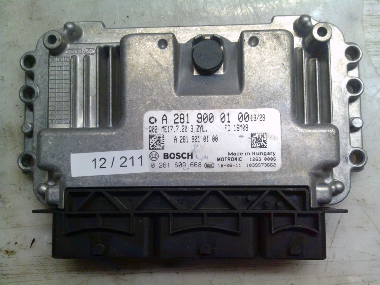 12-211 Centralina Motore Bosch 0 261 S09 668 0261S09668 A 281 900 01 00 1039S73662 ME17.7.20 3 ZYL  SMART Benzina 453