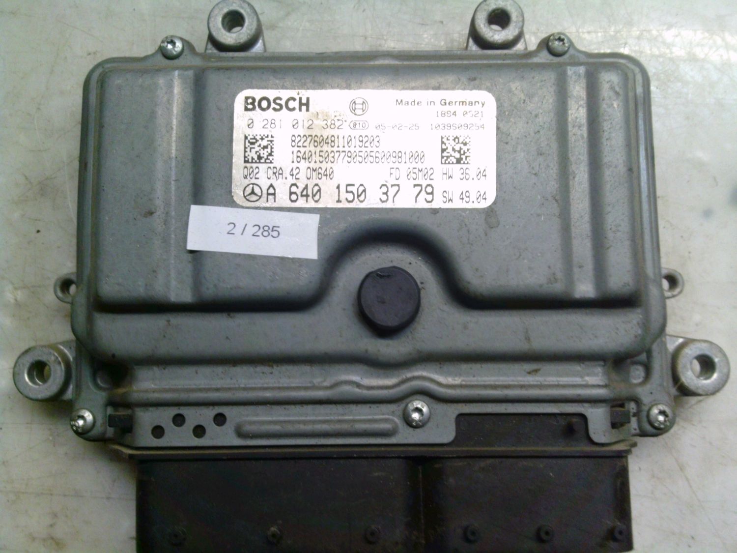 2-285 Centralina Motore Bosch 0 281 012 382 0281012382 A 640 150 37 79 1039S09254 CRA.42 HW 36.04   SW 49.04 MERCEDES Diesel Classe A