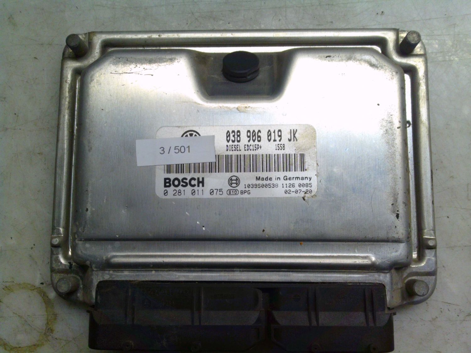 3-501 Centralina Motore Bosch 0 281 011 075 0281011075 038 906 019 JK 1039S00538 EDC15P+  VOLKSWAGEN Diesel POLO