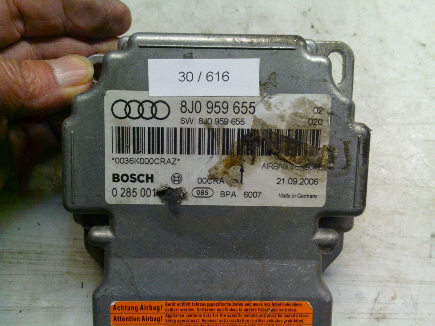 30-616 Centralina Airbag Bosch 0 285 001795 0285001795 8J0 959 655    AUDI  TT