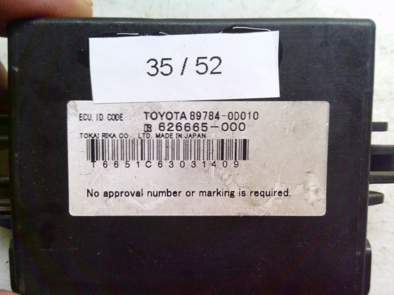 35-52 Centralina Immobilizer Toyota 89784-0D010 897840D010 626665-000    TOYOTA  YARIS