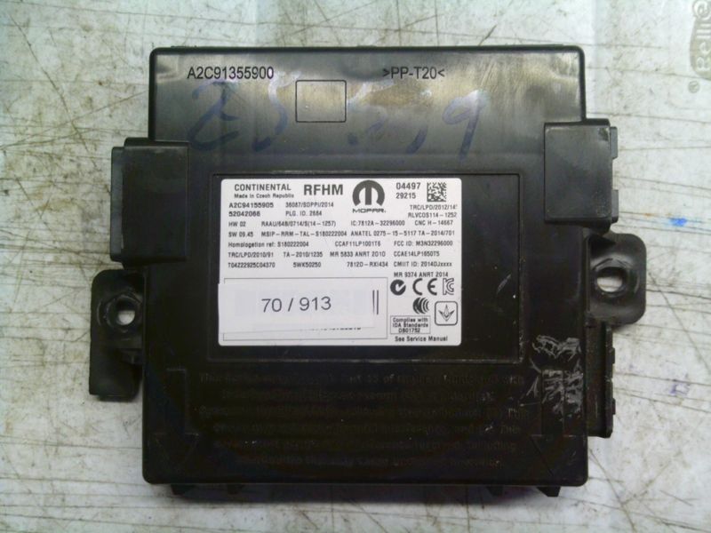 70-913 Modulo Antenna Continental 52042066   A2C94155905 HW 02 SW 09.45 RFHM FIAT  500