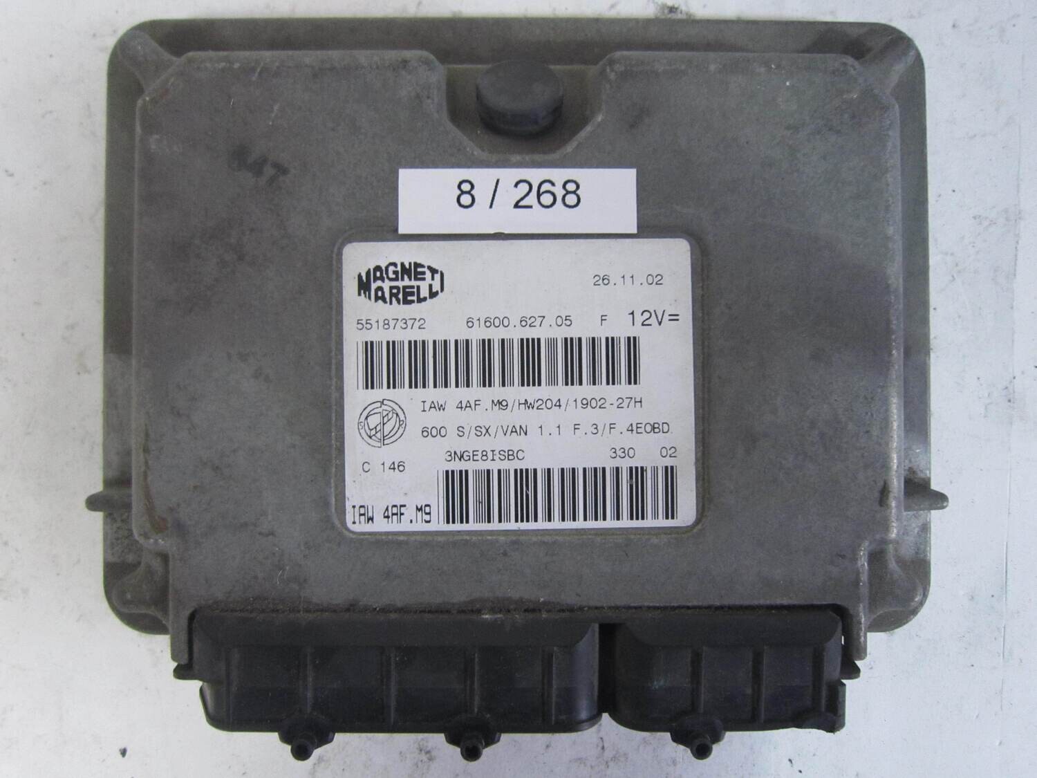 8-268 Centralina Motore Magneti Marelli  55187372 61600.627.05 6160062705   IAW 4AF.M9 IAW4AFM9   ALFA ROMEO / FIAT / LANCIA  600 S SX VAN