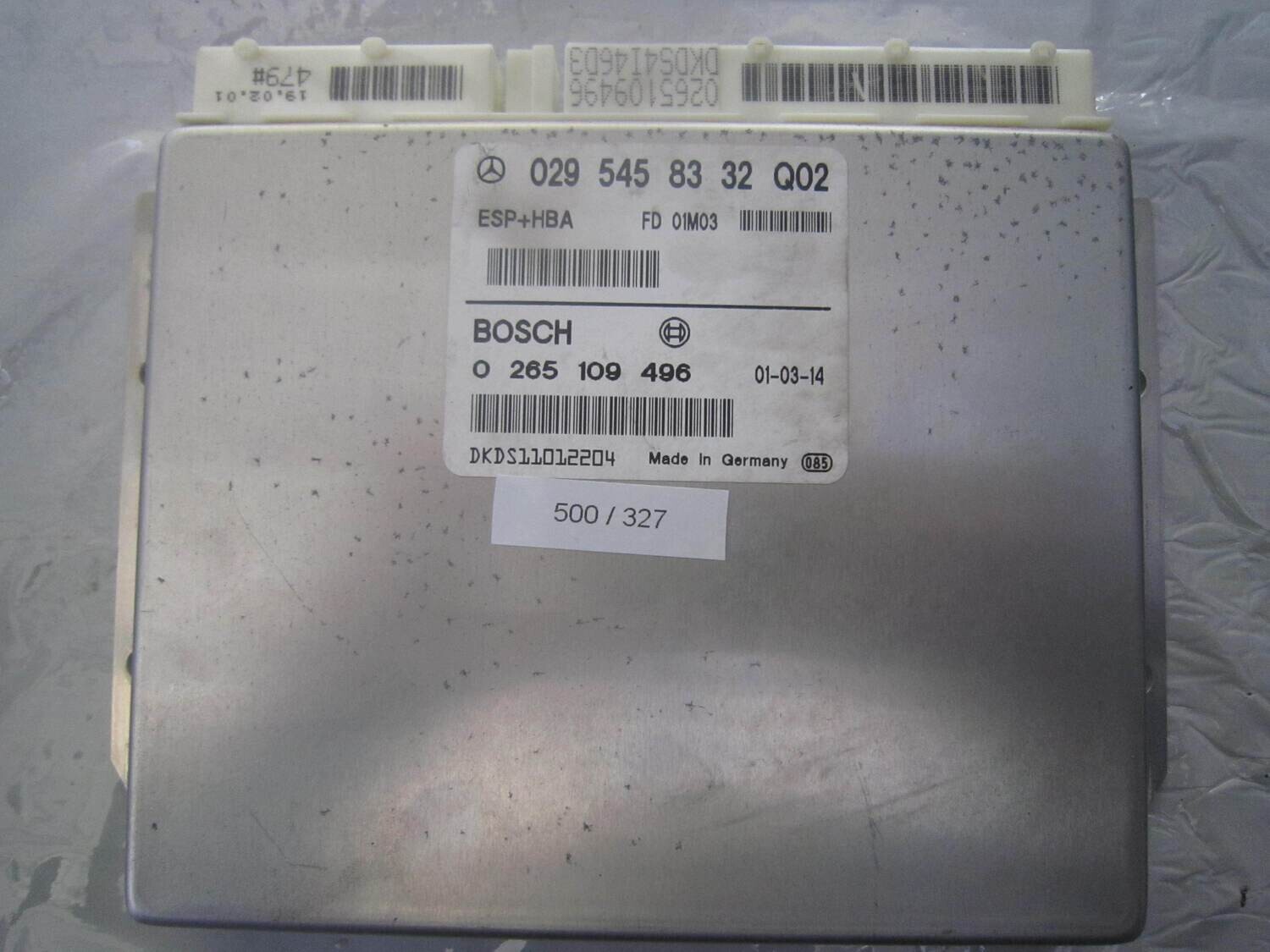 500-327 Centralina ABS ESP HBA Bosch 0 265 109 496 0265109496 029 545 83 32 Q02 0295458332Q02 Mercedes CLASSE A 500-327 Centralina ABS ESP HBA Bosch 0 265 109 496 0265109496 029 545 83 32 Q02 0295458332Q02 Mercedes CLASSE A