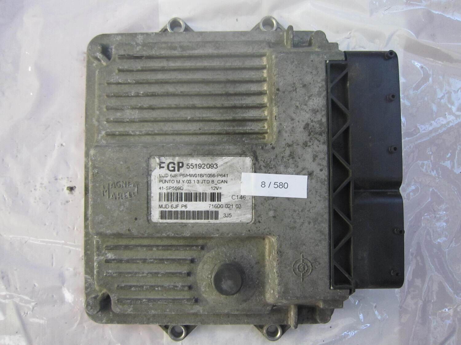 8-580 Centralina Motore Magneti Marelli 55192093 MJD 6JF.P6 MJD6JFP6 71600.021.03 HW01B/1056-P641 ALFA ROMEO / FIAT / LANCIA Diesel PUNTO 1.3 8-580 Centralina Motore Magneti Marelli 55192093 MJD 6JF.P6 MJD6JFP6 71600.021.03 HW01B/1056-P641 ALFA ROMEO / FIAT / LANCIA Diesel PUNTO 1.3