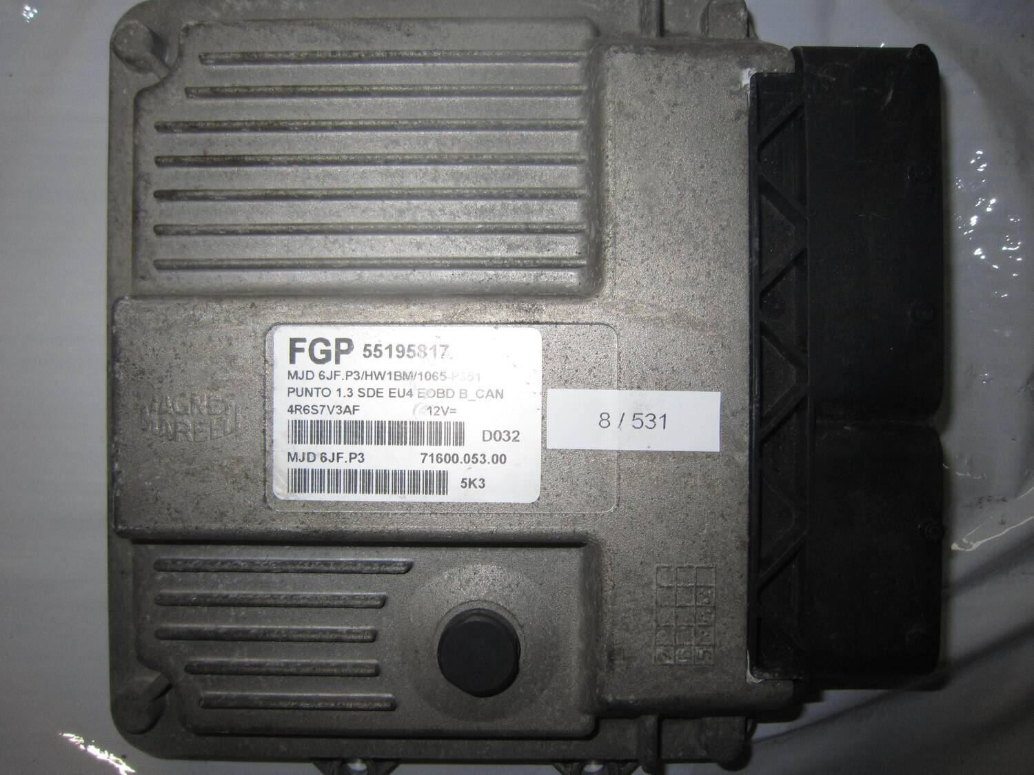 8-531 Centralina Motore Magneti Marelli 55195817 MJD 6JF.P3 MJD6JFP3 71600.004.04 HW1BM/1065-P350 ALFA ROMEO / FIAT / LANCIA Diesel PUNTO 1.3 8-531 Centralina Motore Magneti Marelli 55195817 MJD 6JF.P3 MJD6JFP3 71600.004.04 HW1BM/1065-P350 ALFA ROMEO / FIAT / LANCIA Diesel PUNTO 1.3