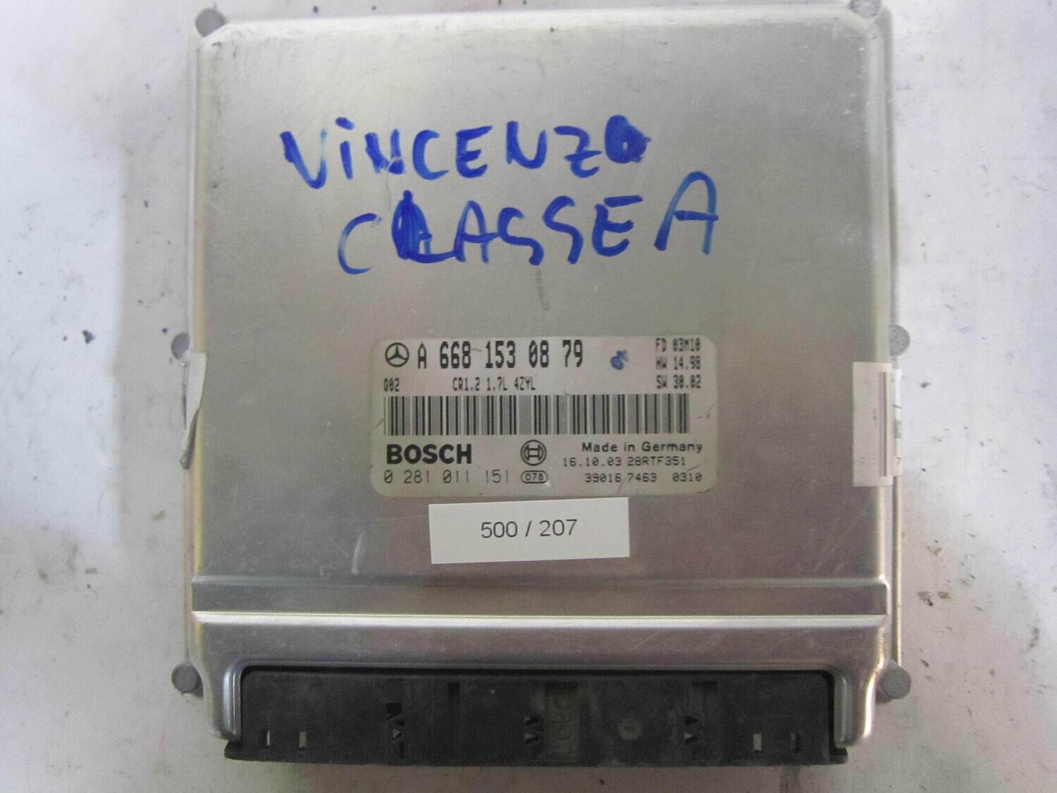 500-207 Centralina Motore Bosch 0281011151 0 281 011 151 A 668 153 08 79 A6681530879 28RTF351 CR1.2 1.7L CR1217L MERCEDES BENZ CLASSE A 500-207 Centralina Motore Bosch 0281011151 0 281 011 151 A 668 153 08 79 A6681530879 28RTF351 CR1.2 1.7L CR1217L MERCEDES BENZ CLASSE A