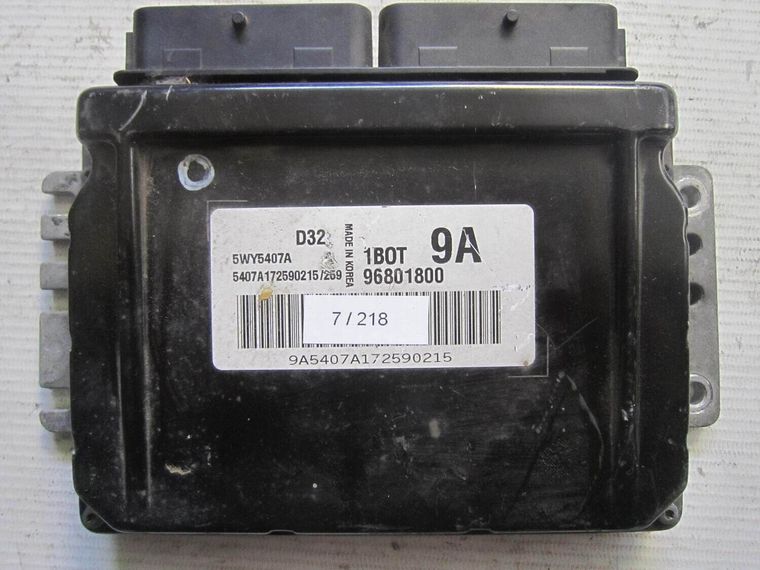 7-218 Centralina Motore Chevrolet 5WY5407A 96801800 1BOT 9A D32 Benzina MATIX 0.8 7-218 Centralina Motore Chevrolet 5WY5407A 96801800 1BOT 9A D32 Benzina MATIX 0.8