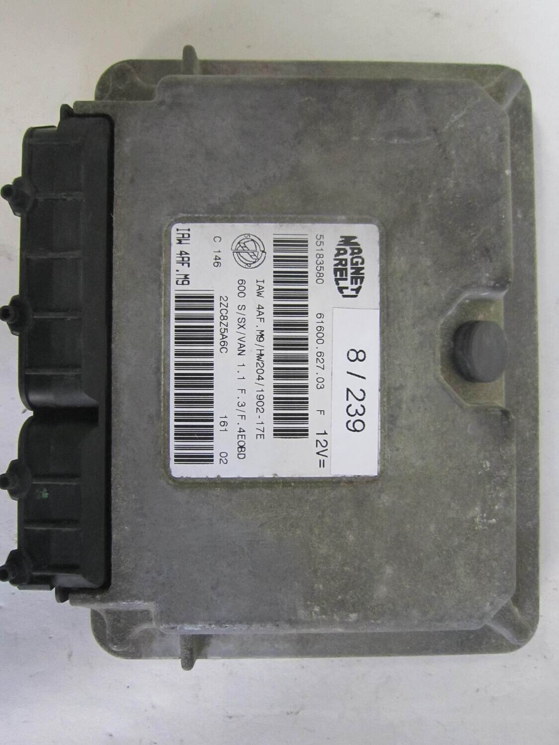 8-239 Centralina Motore Magneti Marelli  55183580 61600.627.03 6160062703   IAW 4AF.M9 IAW4AFM9   ALFA ROMEO / FIAT / LANCIA  600 S SX VAN