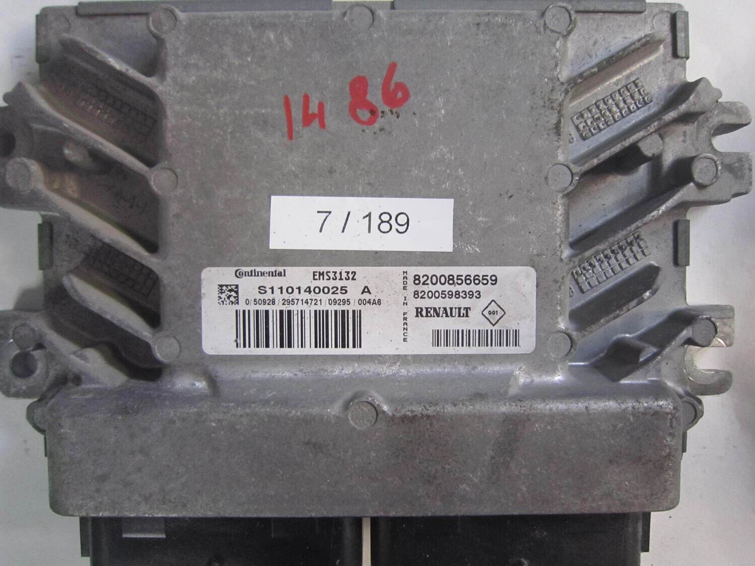 7-189 Centralina Motore Continental S110140025 A S110140025A 8200856659 8200598393 EMS3132 DACIA VARIE 1.4