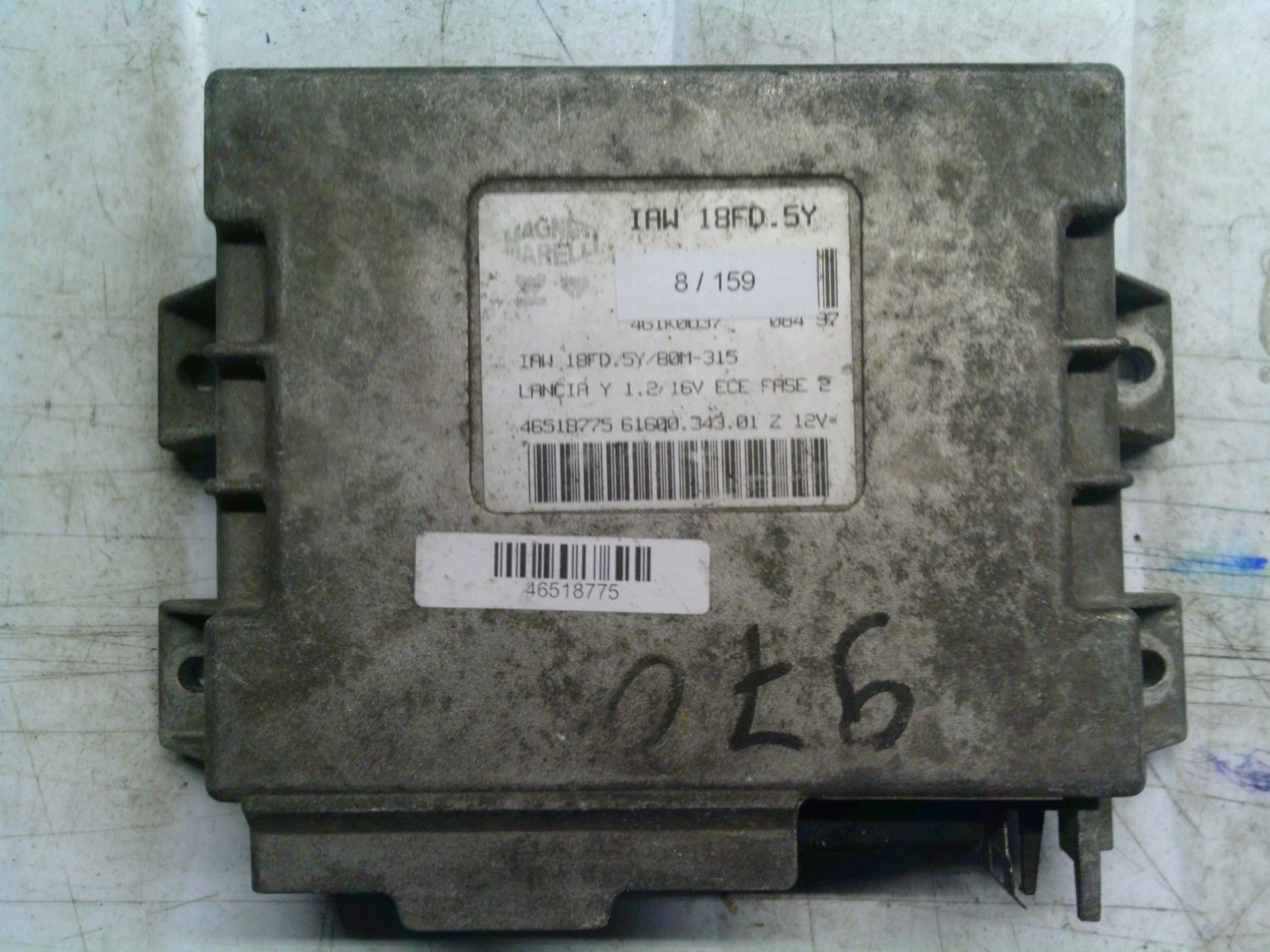 8-159 Centralina Motore Magneti Marelli IAW18FD5Y IAW 18FD.5Y 46531217 46531217 61600.343.01 6160034301     ALFA ROMEO / FIAT / LANCIA  Y 1.2 16V