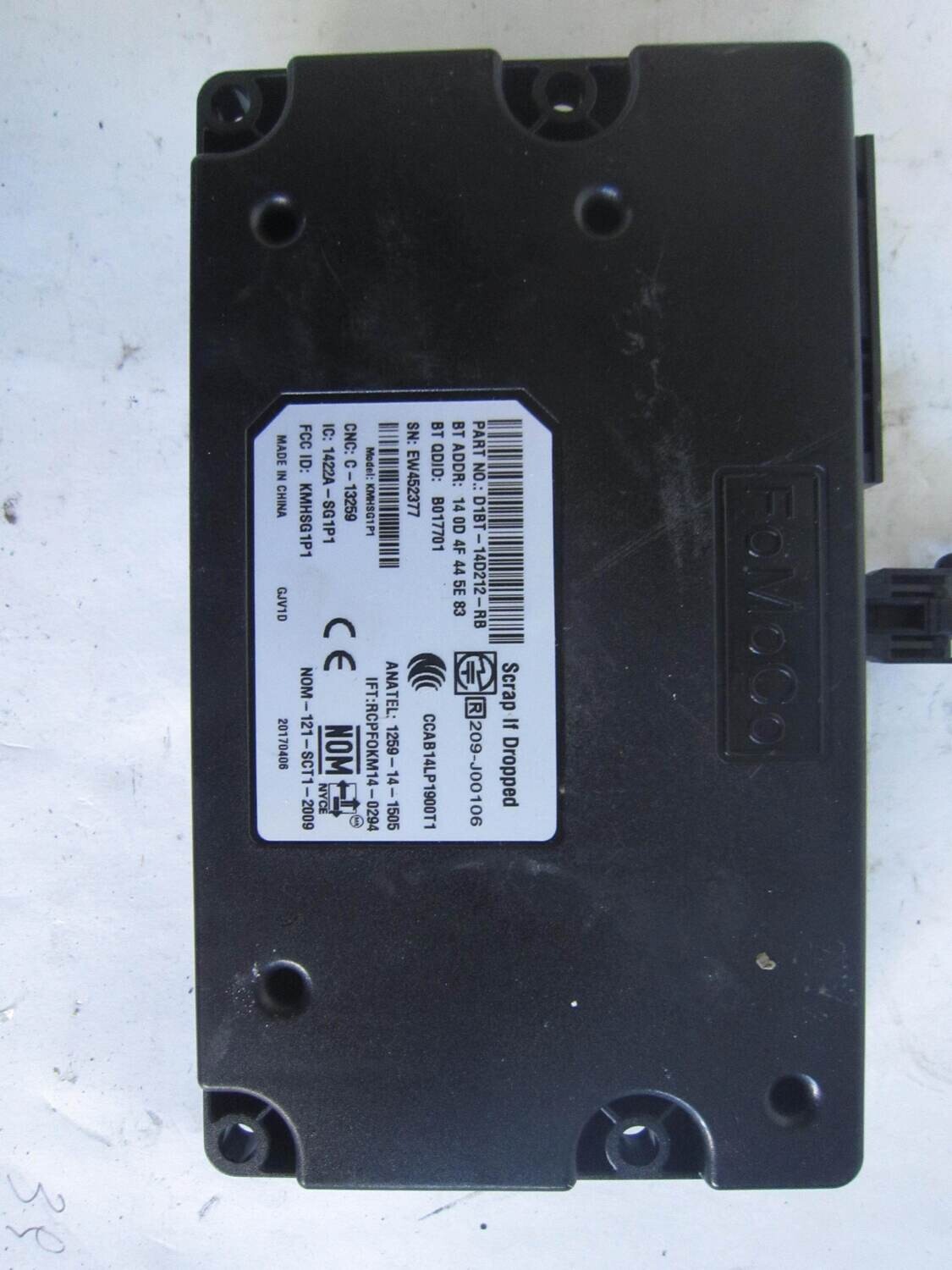 70-90 Centralina Bluetooth Fomoco D1BT-14D212-RB D1BT14D212RB KMHSG1P1 1259-14-1505 FIESTA 70-90 Centralina Bluetooth Fomoco D1BT-14D212-RB D1BT14D212RB KMHSG1P1 1259-14-1505 FIESTA