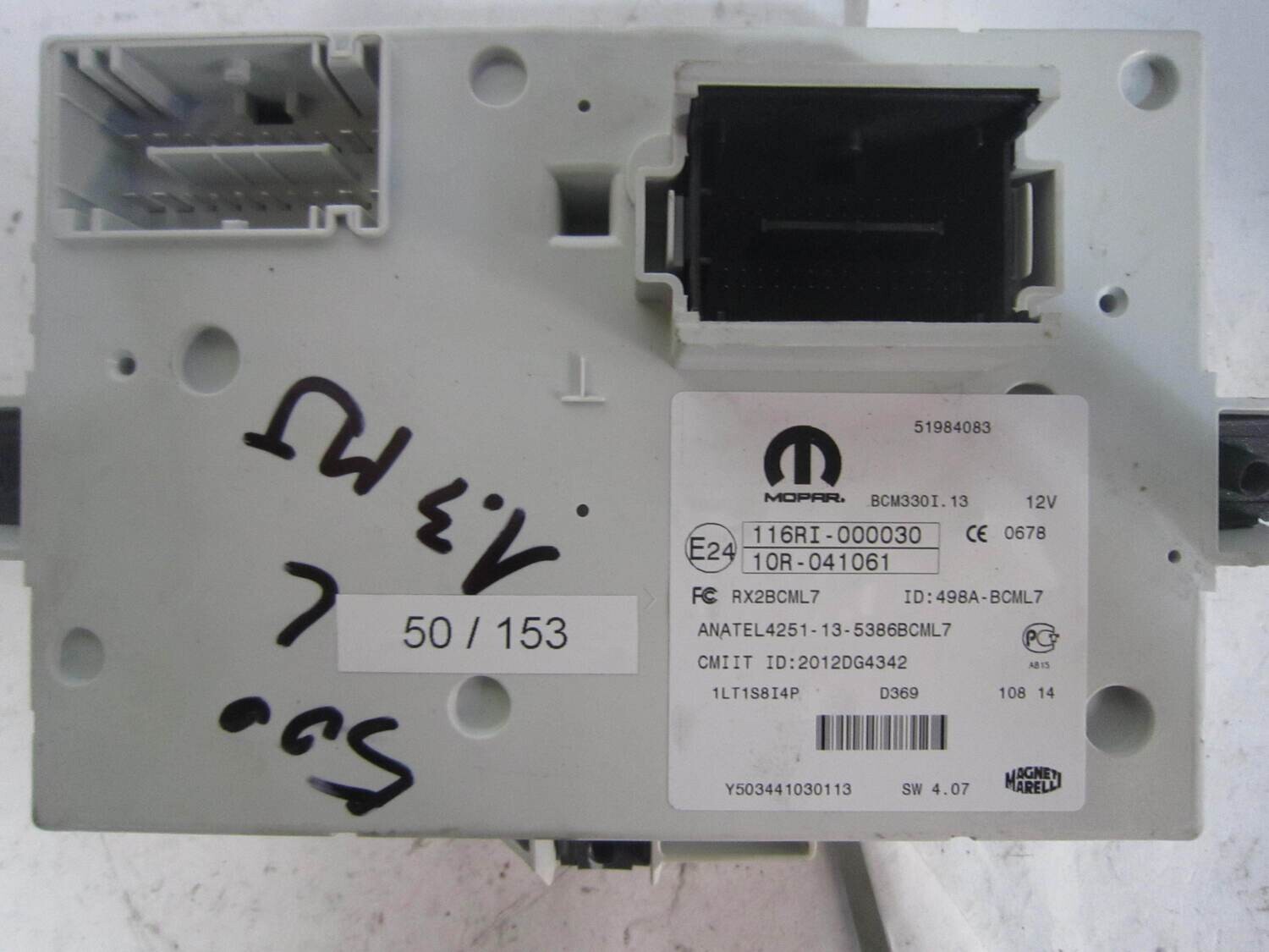 50-153 Body Computer Mopar 51984083 BCM330I.13 BCM330I13 ALFA ROMEO / FIAT / LANCIA Diesel 500 1.3 50-153 Body Computer Mopar 51984083 BCM330I.13 BCM330I13 ALFA ROMEO / FIAT / LANCIA Diesel 500 1.3