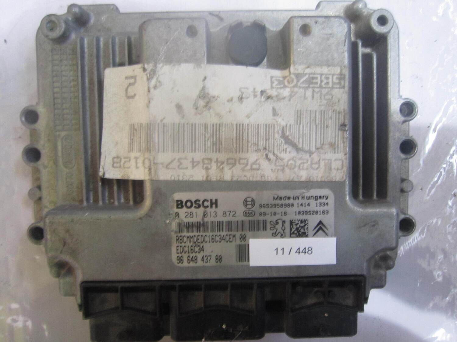 11-448 Centralina Motore Bosch 0 281 013 872 0281013872 96 648 437 80 9664843780 1039S20163 EDC16C34 CITROEN / PEUGEOT Diesel VARIE 1.6
