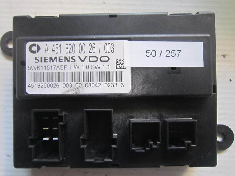 50-257 Body Computer Siemens 5WK11517ABF A 451 820 00 26 / 003 A4518200026003 HW1.0 SW1.1 SMART Generica FORTWO 451