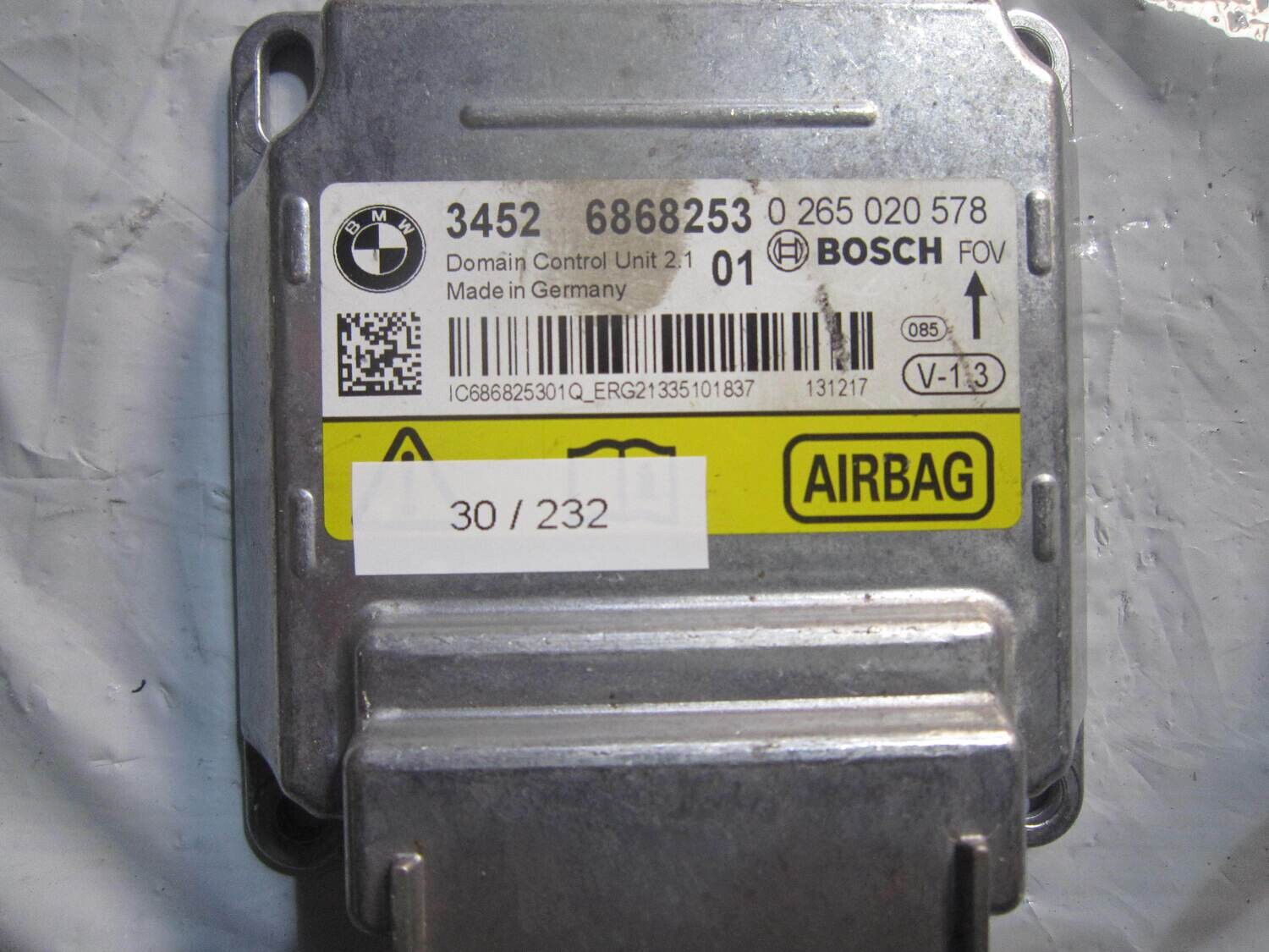 30-232 Centralina Airbag Bosch 0 265 020 578 0265020578 3452 6868253 34526868253 BMW SERIE 3 30-232 Centralina Airbag Bosch 0 265 020 578 0265020578 3452 6868253 34526868253 BMW SERIE 3
