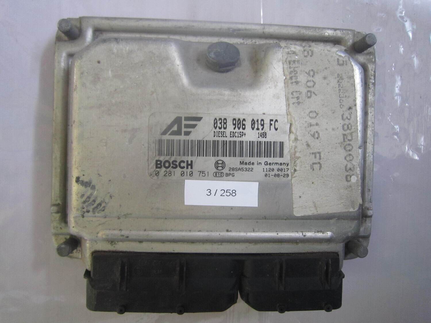 3-258 Centralina Motore Bosch 0 281 010 751 0281010751 038 906 019 FC 038906019FC 28SA5322 EDC15P+ SEAT Diesel VARIE 3-258 Centralina Motore Bosch 0 281 010 751 0281010751 038 906 019 FC 038906019FC 28SA5322 EDC15P+ SEAT Diesel VARIE