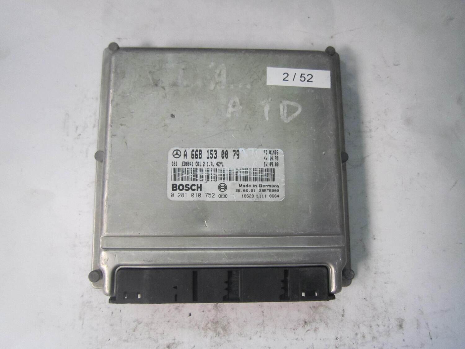 2-52 Centralina Motore Bosch 0281010752 0 281 010 752 A 668 153 00 79 A6681530079 28RTE000 MERCEDES BENZ W168 170 1.7 CDI 2-52 Centralina Motore Bosch 0281010752 0 281 010 752 A 668 153 00 79 A6681530079 28RTE000 MERCEDES BENZ W168 170 1.7 CDI