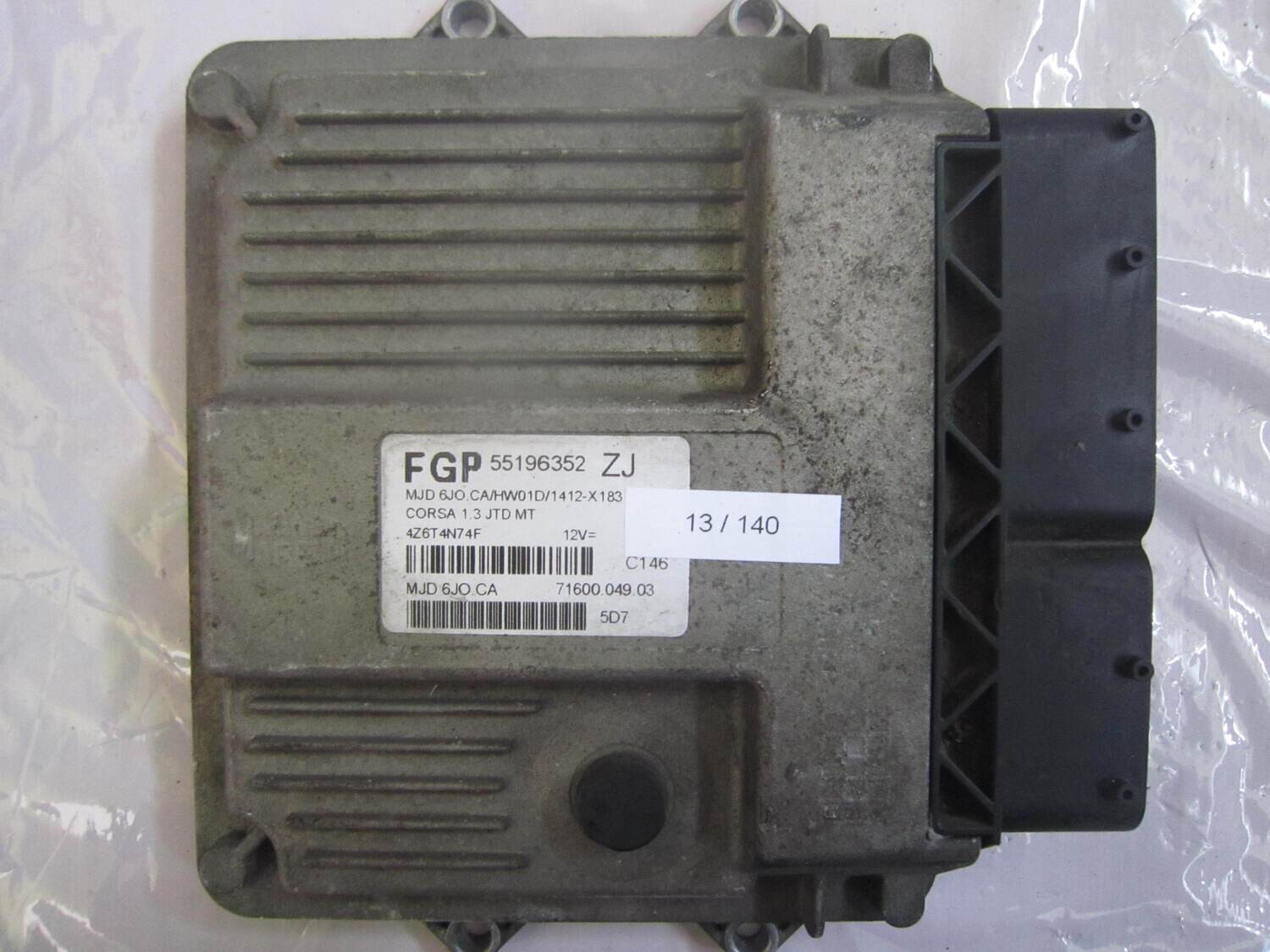 13-140 Centralina Motore Magneti Marelli 55196352 71600.049.03 7160004903 MJD 6JO.CA HW01D/1412-X183 OPEL Diesel CORSA 1.3 13-140 Centralina Motore Magneti Marelli 55196352 71600.049.03 7160004903 MJD 6JO.CA HW01D/1412-X183 OPEL Diesel CORSA 1.3