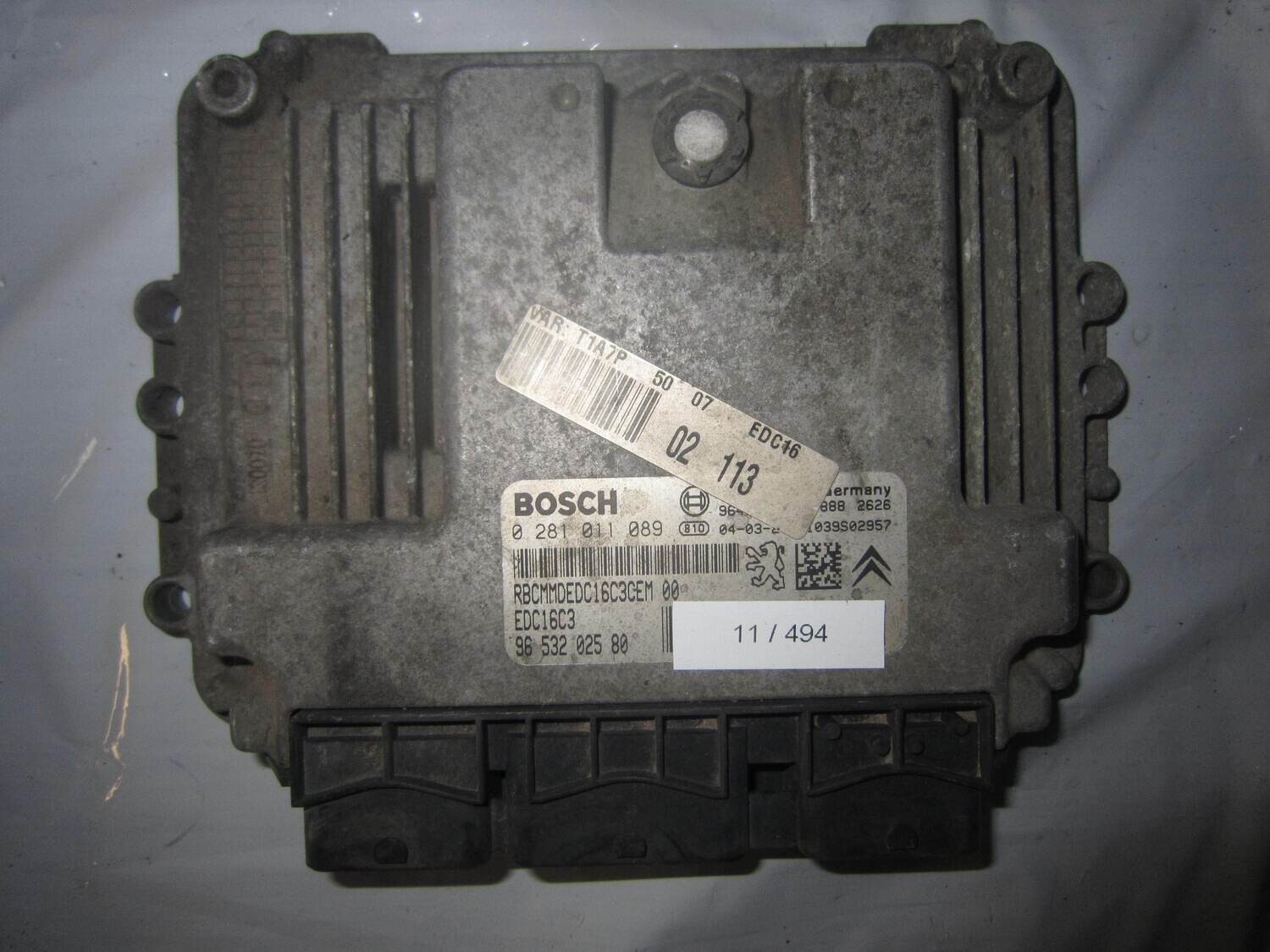 11-494 Centralina Motore Bosch 0 281 011 089 0281011089 96 532 025 80 1039S02957 EDC16C3  CITROEN / PEUGEOT DIESEL VARIE
