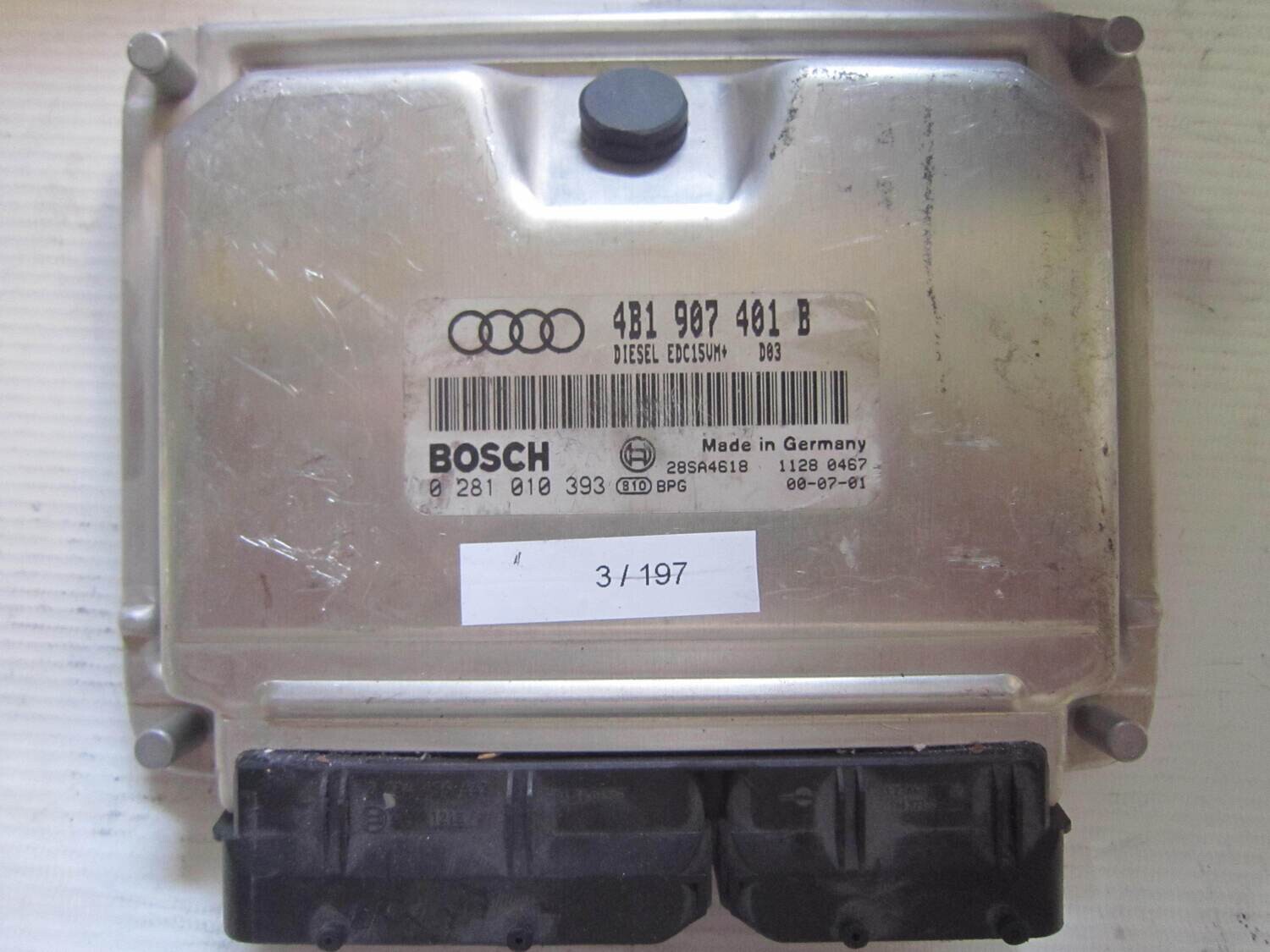 3-197 Centralina Motore Bosch 0 281 010 393 0281010393 4B1 907 401 B 4B1907401B 28SA4618 EDC15VM AUDI Diesel A 6 3-197 Centralina Motore Bosch 0 281 010 393 0281010393 4B1 907 401 B 4B1907401B 28SA4618 EDC15VM AUDI Diesel A 6