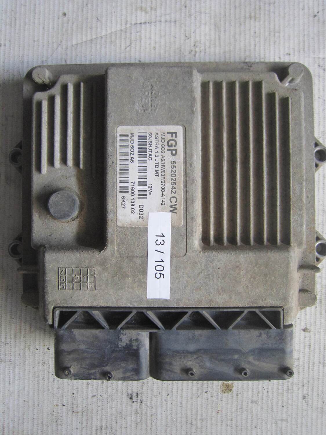 13-105 Centralina Motore Magneti Marelli 55202542 71600.138.02 7160013802 MJD 6O2.A6 CW OPEL Diesel ASTRA 13-105 Centralina Motore Magneti Marelli 55202542 71600.138.02 7160013802 MJD 6O2.A6 CW OPEL Diesel ASTRA
