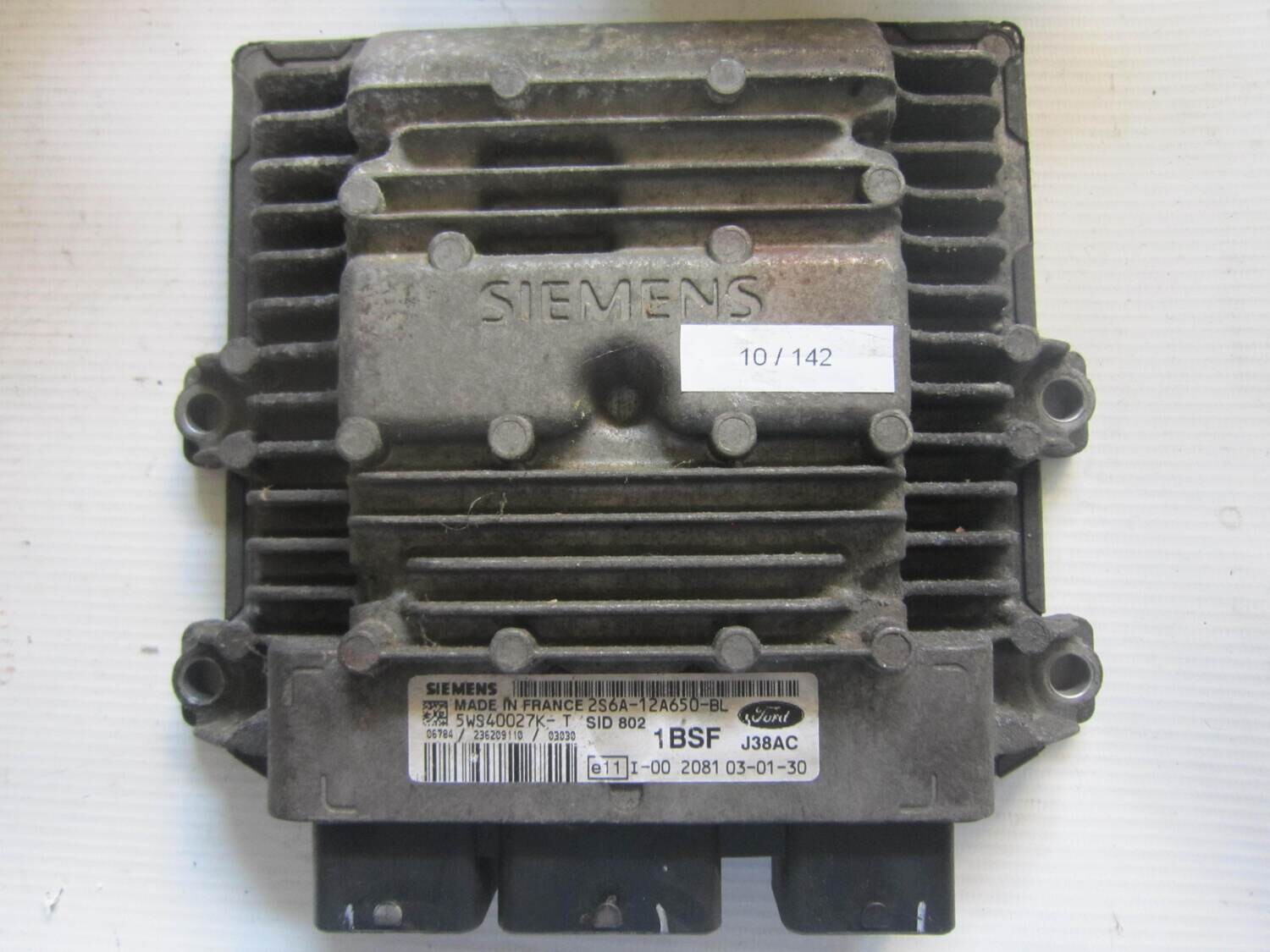10-142 Centralina Motore Siemens 5WS40027K-T 5WS40027KT 2S6A-12A650-BL 2S6A12A650BL 1BSF J38AC SID 802 FORD Diesel FIESTA 1.4