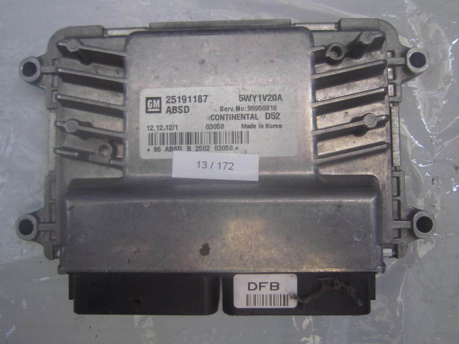 13-172 Centralina Motore Continental 5WY1V20A   96958816 ABSD 25191187 DE815230 OPEL BENZINA ASTRA