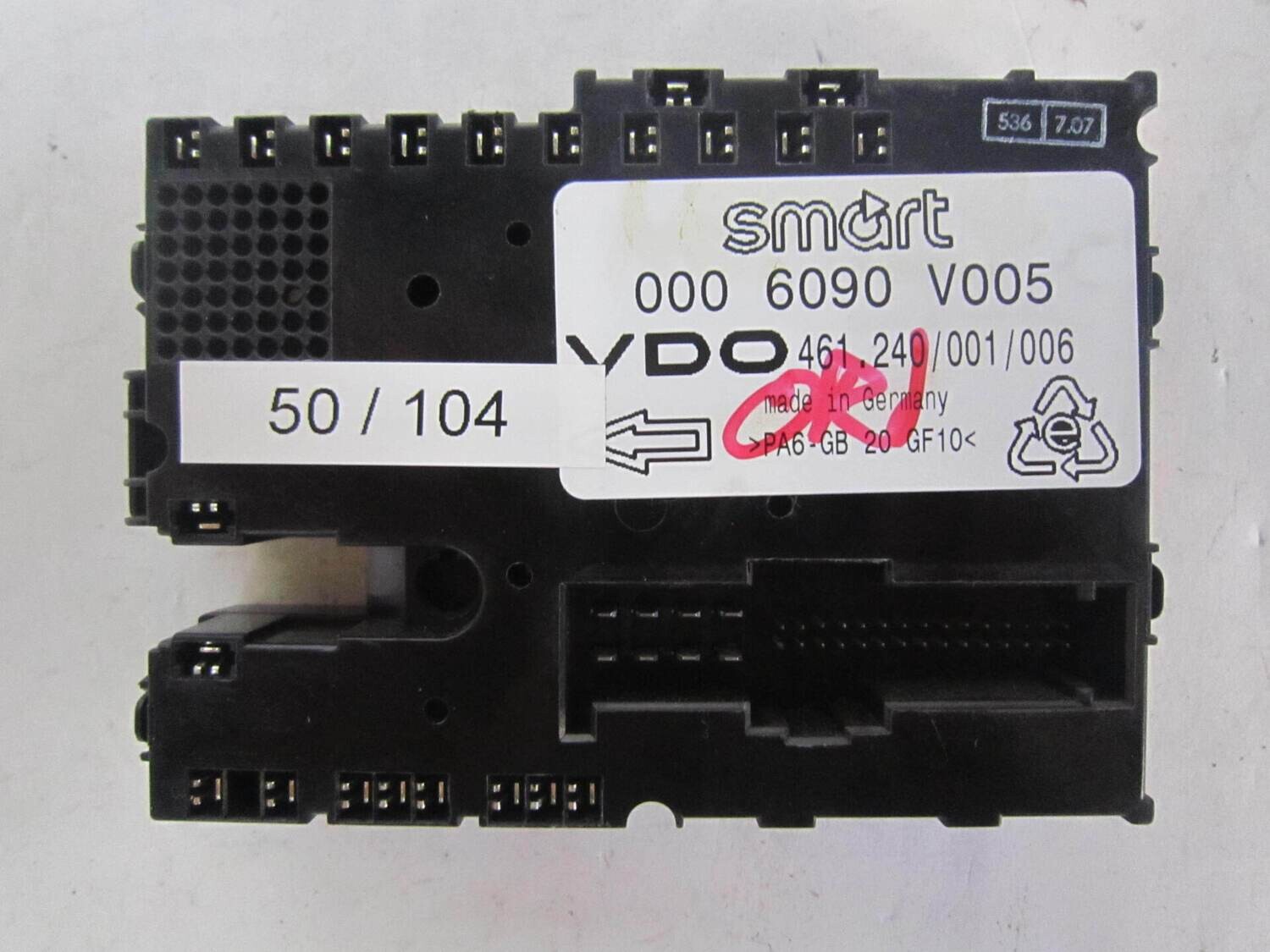 50-104 Body Computer Vdo 000 6090 V005 0006090V005 461.240/001/006 SMART BENZINA 450 50-104 Body Computer Vdo 000 6090 V005 0006090V005 461.240/001/006 SMART BENZINA 450